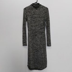 Aritzia Wilfred Free Black Marled Mock Neck Longsleeve Midi Dress